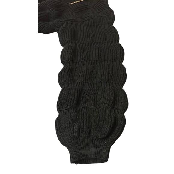 Black Full-Zip Cropped Sweater with Gold Accent- NWT - Picture 5 of 9